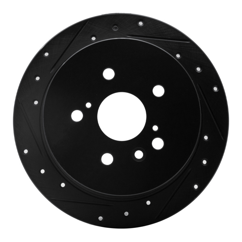 Lexus RX350 Brake Rotor (1) - Rear Left - R1 Concepts - Drilled & Slotted - Black - `04-`09